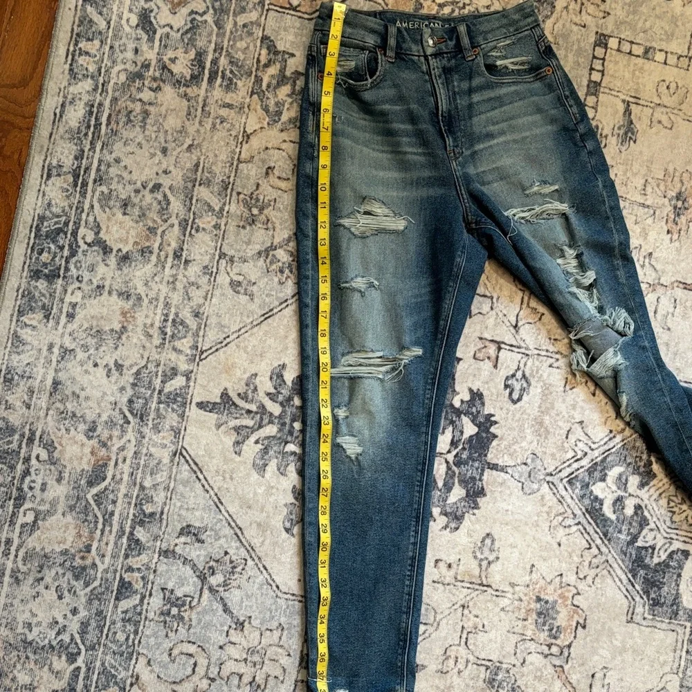 American Eagle Outfitters Ripped Blue Boyfriend Jeans - Picture 3 of 3